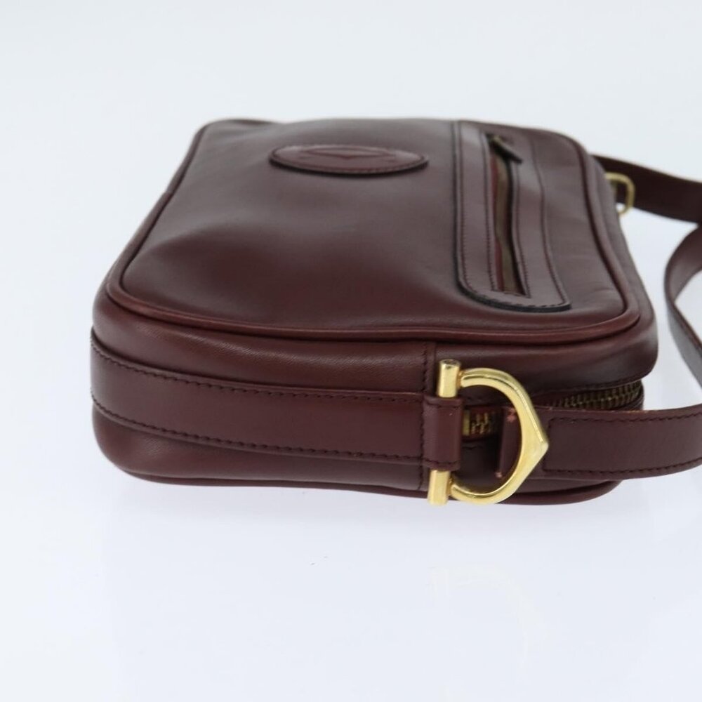 Authentic CARTIER Must Line Shoulder Bag Leather Bordeaux Gold - Picture 12 of 16